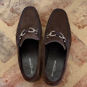 Donald J. Pliner Men's Dark Brown Loafers with Silver Accents